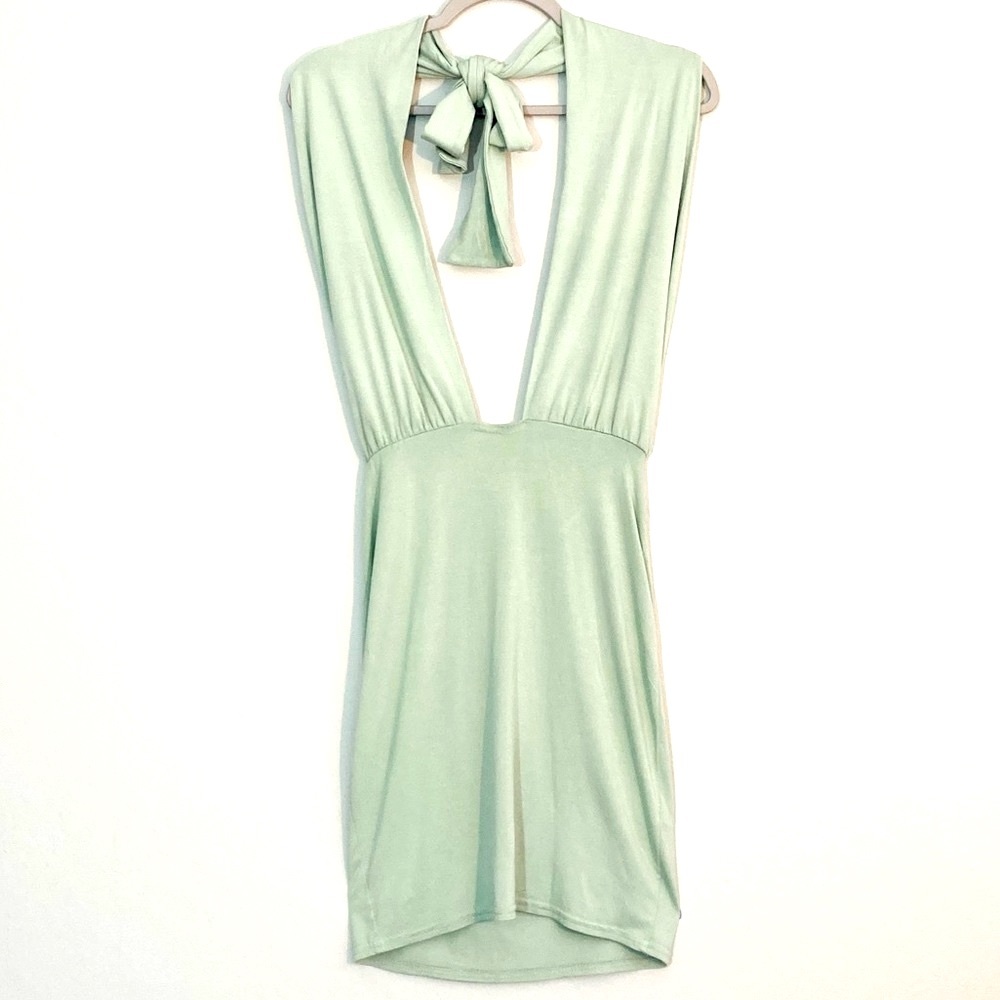 ASOS minty green backless tie neck minidress 2